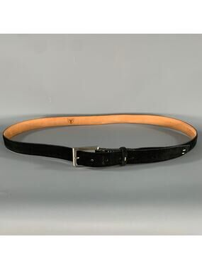 MICHAEL TOSCHI Size 44 Black Suede Leather Belt